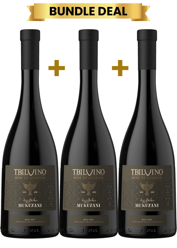 3 Btls Tbilvino Mukuzani Dry Red 75Cl Promo