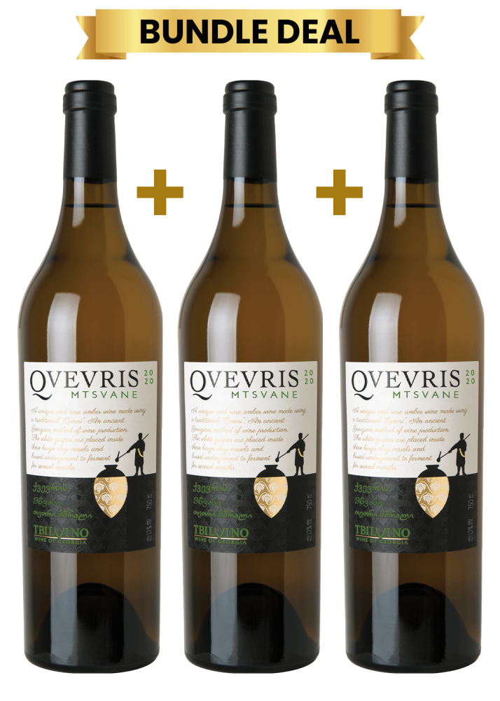 3 Btls Tbilvino Qvevris Mtsvane Dry White 75Cl Promo